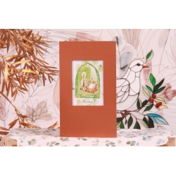 Menu bougie et missel marron et vert - Boîtes à dragées - Dragées Braquier