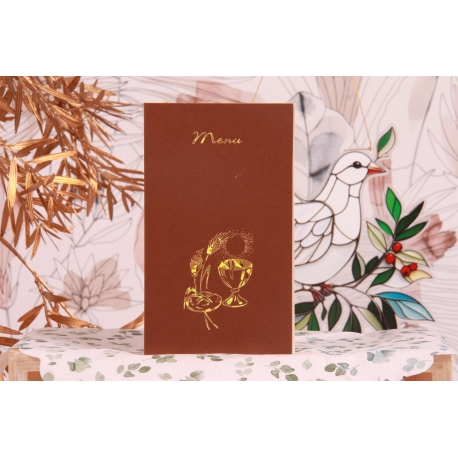 Menu chocolat et or - Boîtes à dragées - Dragées Braquier