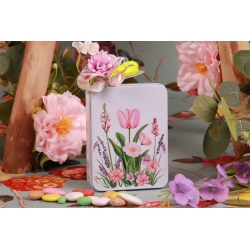 Boite métal rectangle haute fleurie