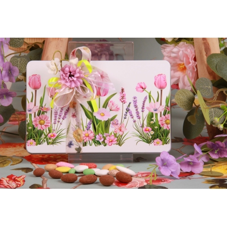 Boite métal rectangle fleurie