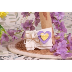 Double cœur sur pochette écrue