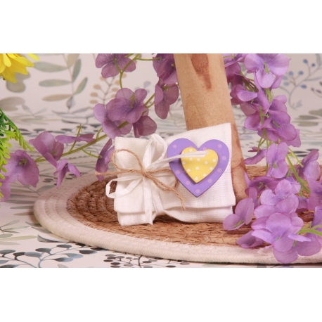 Double cœur sur pochette écrue