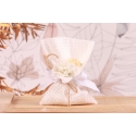 Fleurs sur pochon jacquard blanc