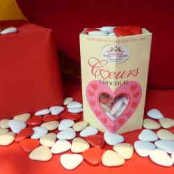 Chocolate heart, Cardboard-box 200 g - Dragées Braquier, confiseur chocolatier à Verdun