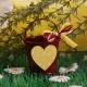 Cœur jaune sur seau bordeaux - Boîtes à dragées - Dragées Braquier