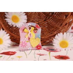 Cœur jaune sur Sixties Fleuri - Boîtes à dragées - Dragées Braquier