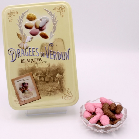 Praline surfine, Boîte métal "Amour et Gourmandises" 400 g - Dragées Braquier, confiseur chocolatier à Verdun