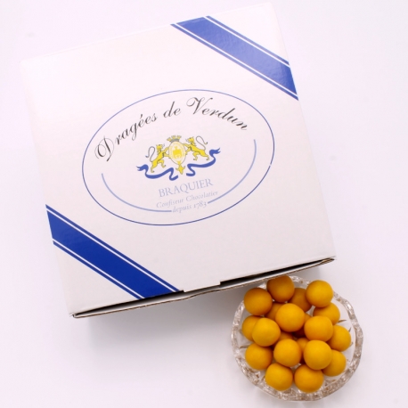 Perle mirabelle, Boîte de 1 kg - Dragées Braquier, confiseur chocolatier à Verdun