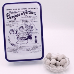 Léontine sucre glace, Boîte métal "Certifiées Braquier" 400 g - Dragées Braquier, confiseur chocolatier à Verdun