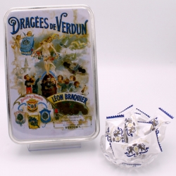 Léontine Flowpack, Boîte métal "Affiche" 65 pièces - Dragées Braquier, confiseur chocolatier à Verdun