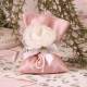 Pivoine sur pochon satin rose