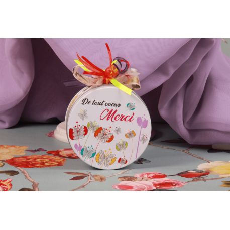 Boite ronde métal "Merci"